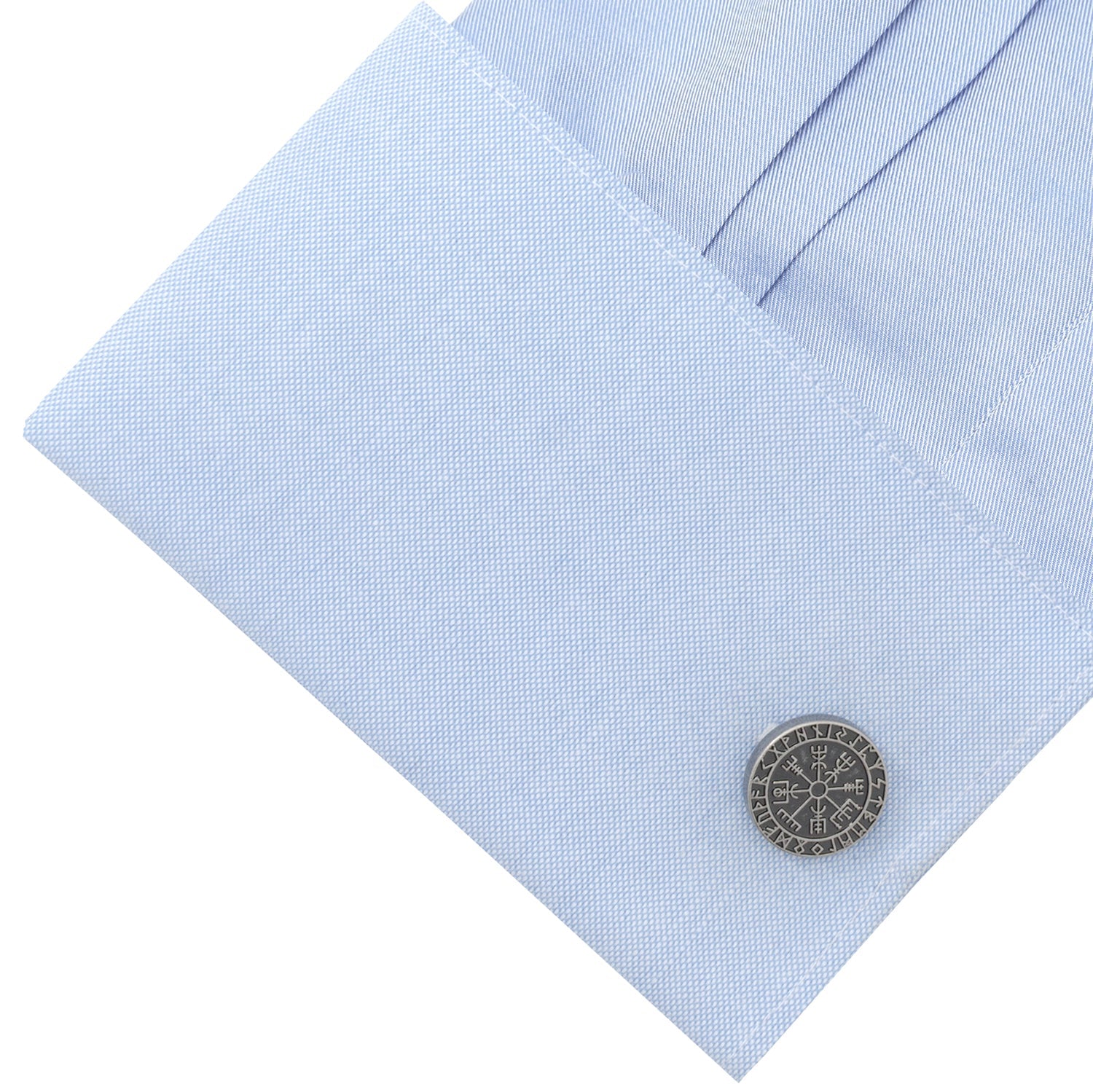 Vegvisir Viking Compass Cufflinks in Antique Silver Tone - Image 4