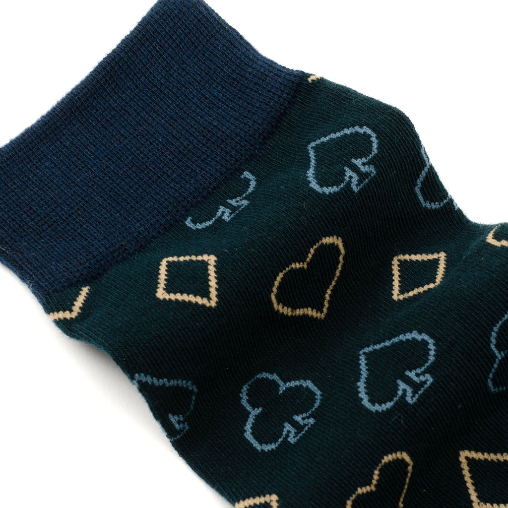 Blue Men's Card Suit Casino Socks with Heart Spade Diamond Club - Image 4