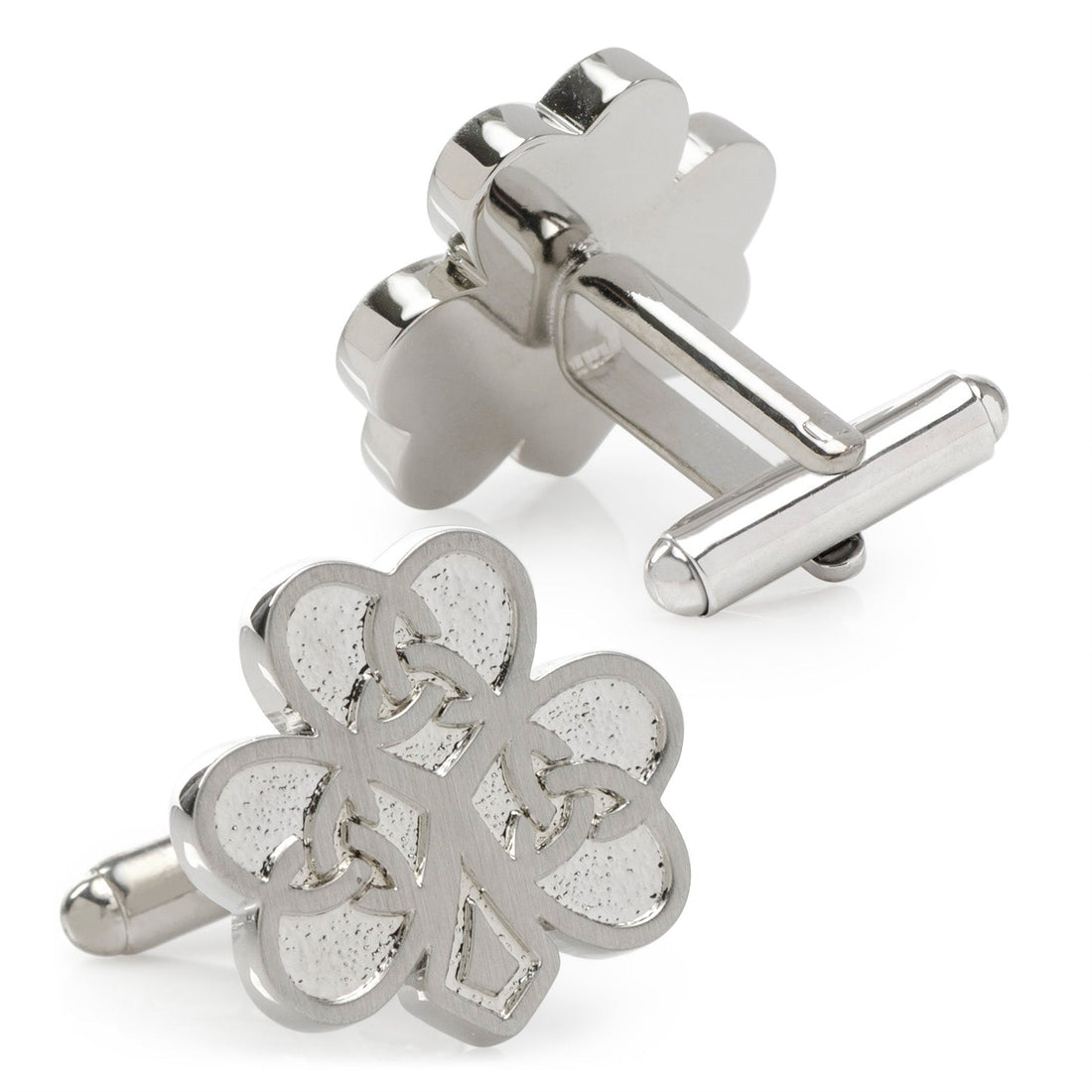 Silver Tone Celtic Knot Shamrock Cufflinks - Image 2