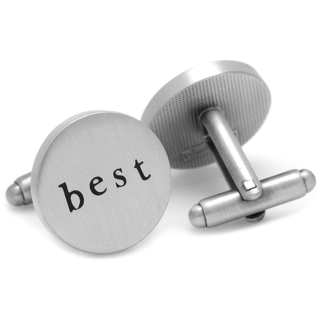 Best Dad Round Brushed Silver Tone Cufflinks - Image 2