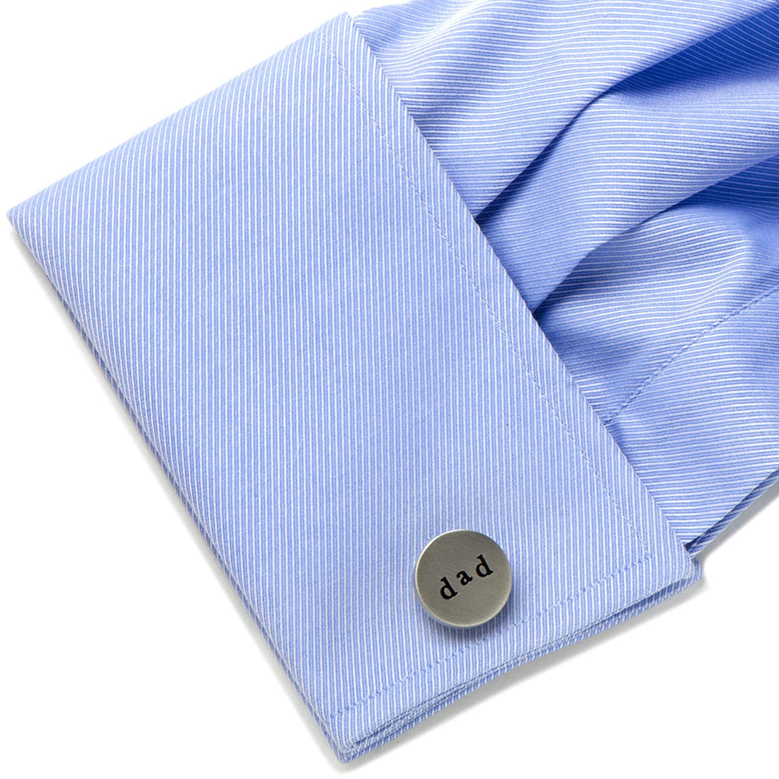 Best Dad Round Brushed Silver Tone Cufflinks - Image 3