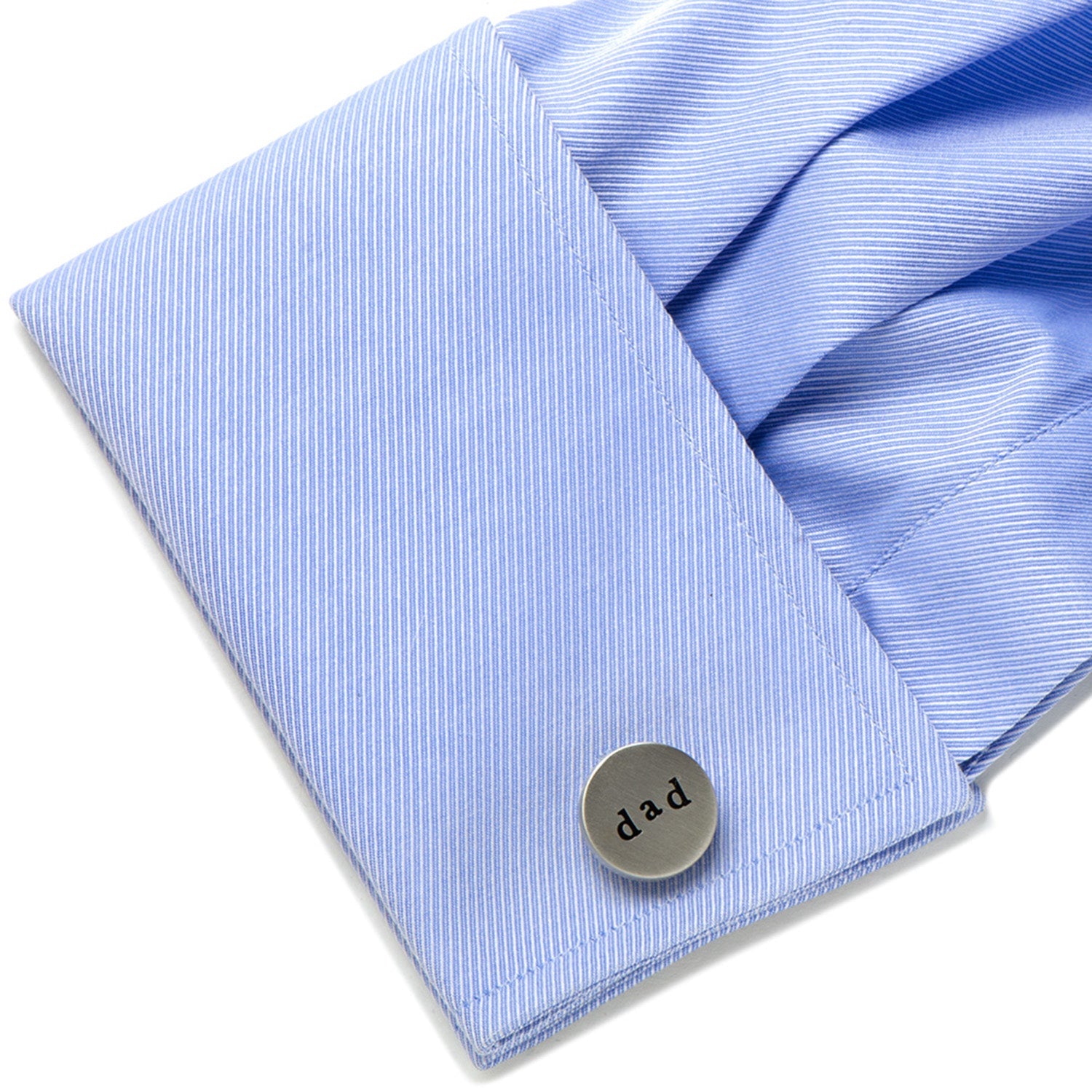 Best Dad Round Brushed Silver Tone Cufflinks - Image 3