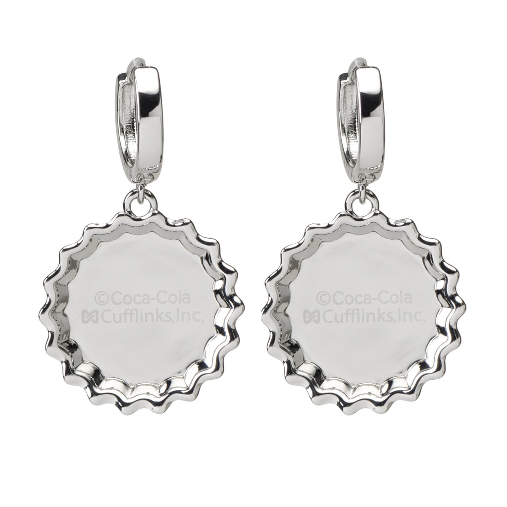 Silver-Tone Diet Coke Bottle Cap Dangle Earrings - Image 2