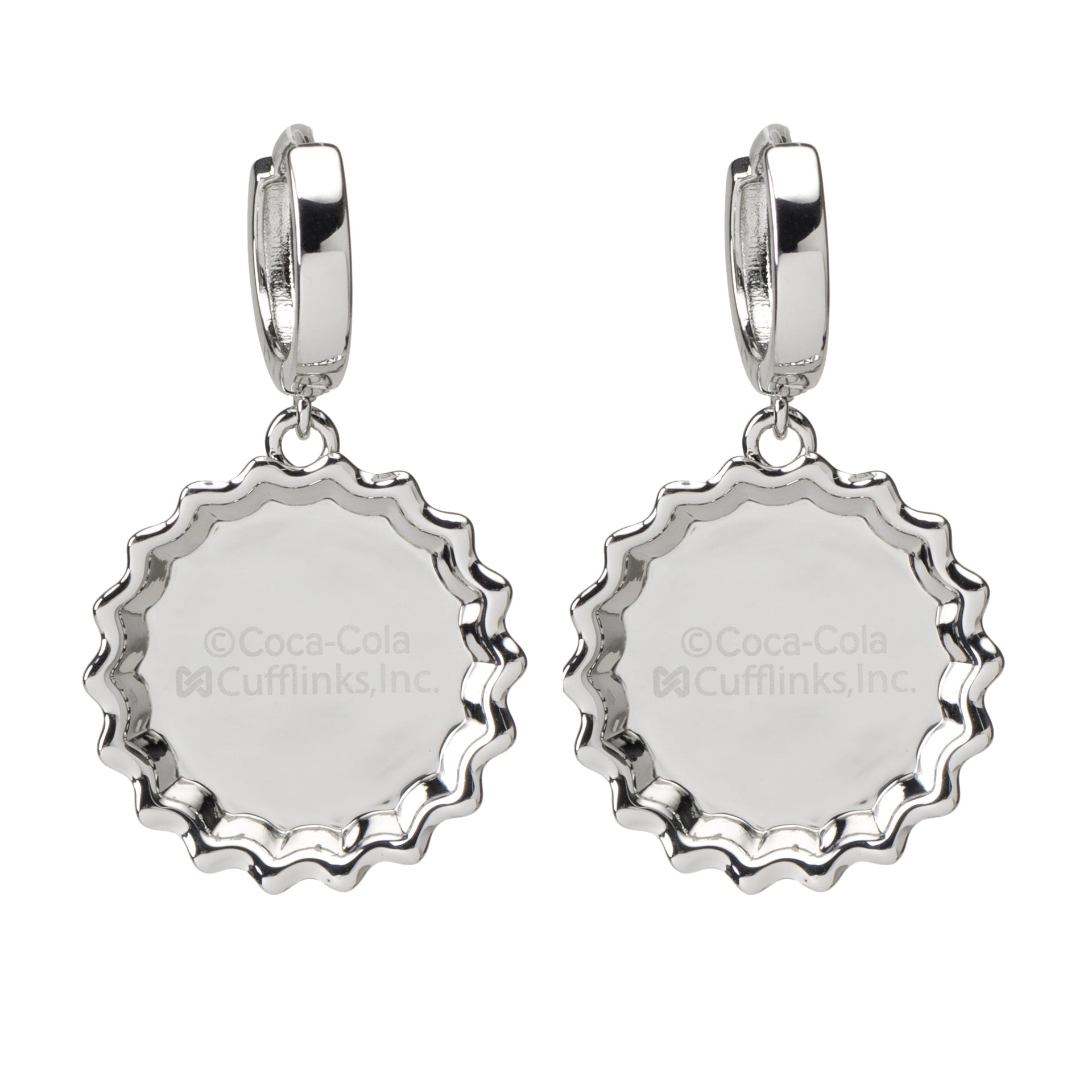 Silver-Tone Diet Coke Bottle Cap Dangle Earrings - Image 2
