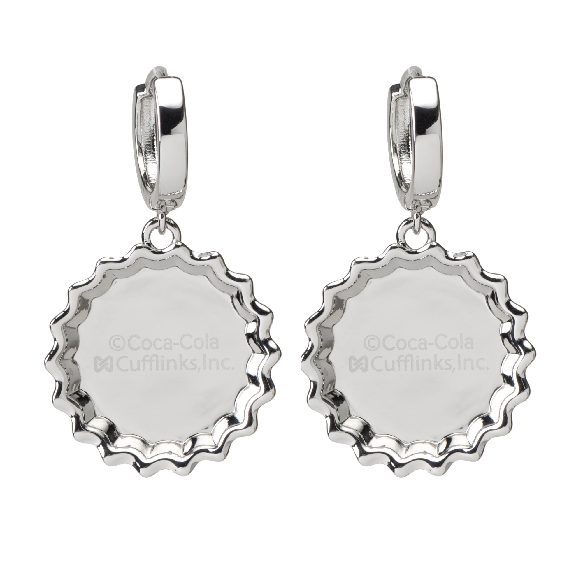 Silver-Tone Diet Coke Bottle Cap Dangle Earrings - Image 2