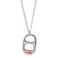 Silver-tone Diet Coke soda can pull tab pendant hanging on a matching chain