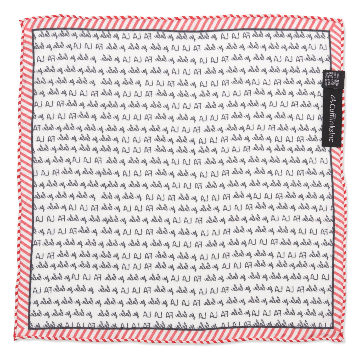 Fa La La Holiday Silk Pocket Square Red White Christmas Accessory - Image 2