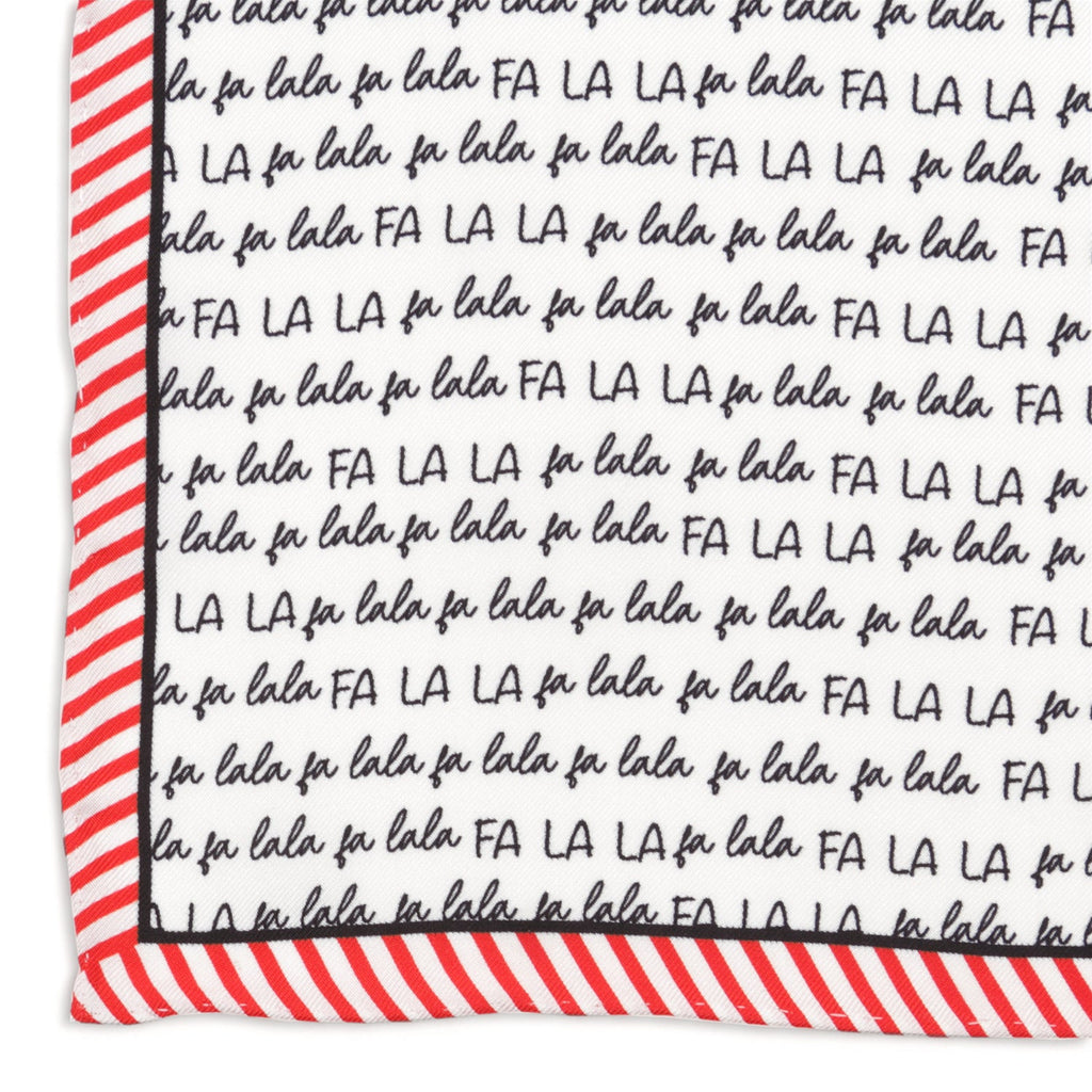 Fa La La Holiday Silk Pocket Square Red White Christmas Accessory - Image 3