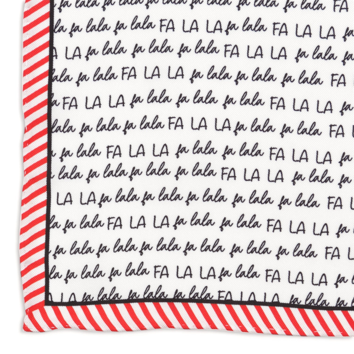 Fa La La Holiday Silk Pocket Square Red White Christmas Accessory - Image 3