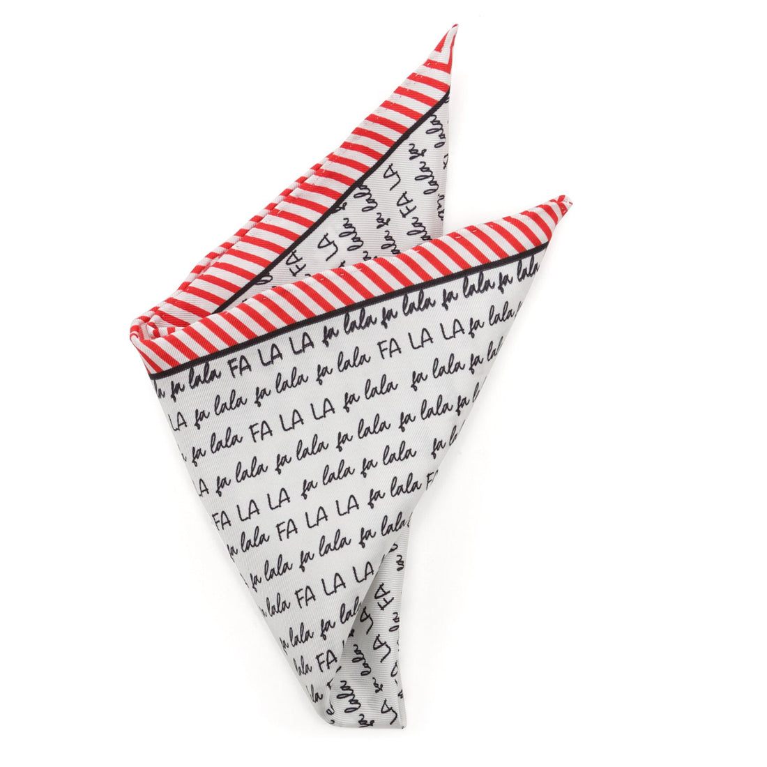 Fa La La Holiday Silk Pocket Square Red White Christmas Accessory - Image 4