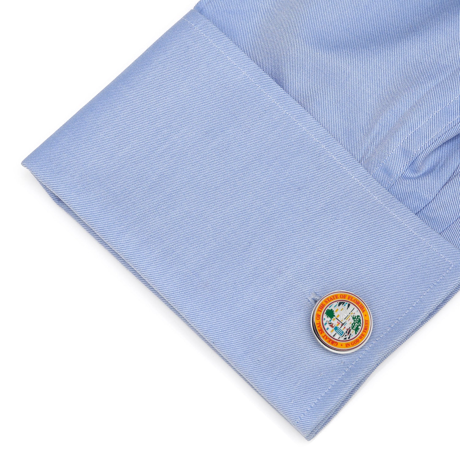 Florida State Seal Enamel Cufflinks in Silver Tone - Image 3