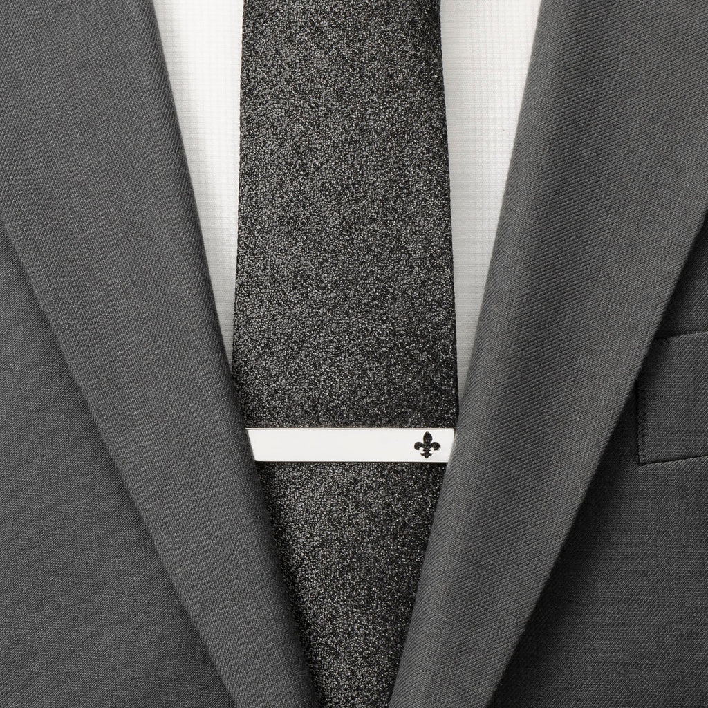Silver Fleur De Lis Tie Bar with Cutout Design - Image 2