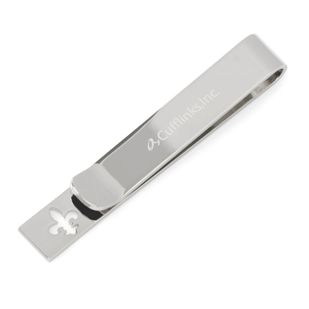 Silver Fleur De Lis Tie Bar with Cutout Design - Image 3