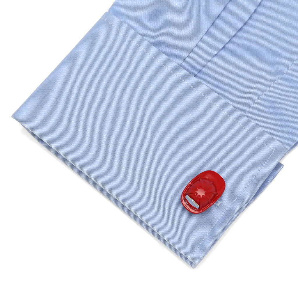 Red Firefighter Hat 3D Enamel Cufflinks - Image 3