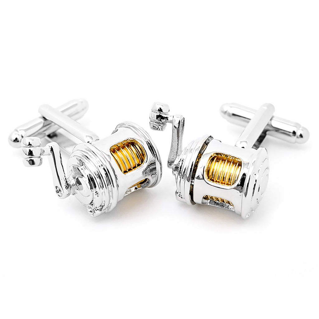 Two-Tone Fishing Reel Cufflinks for Anglers - Image 2