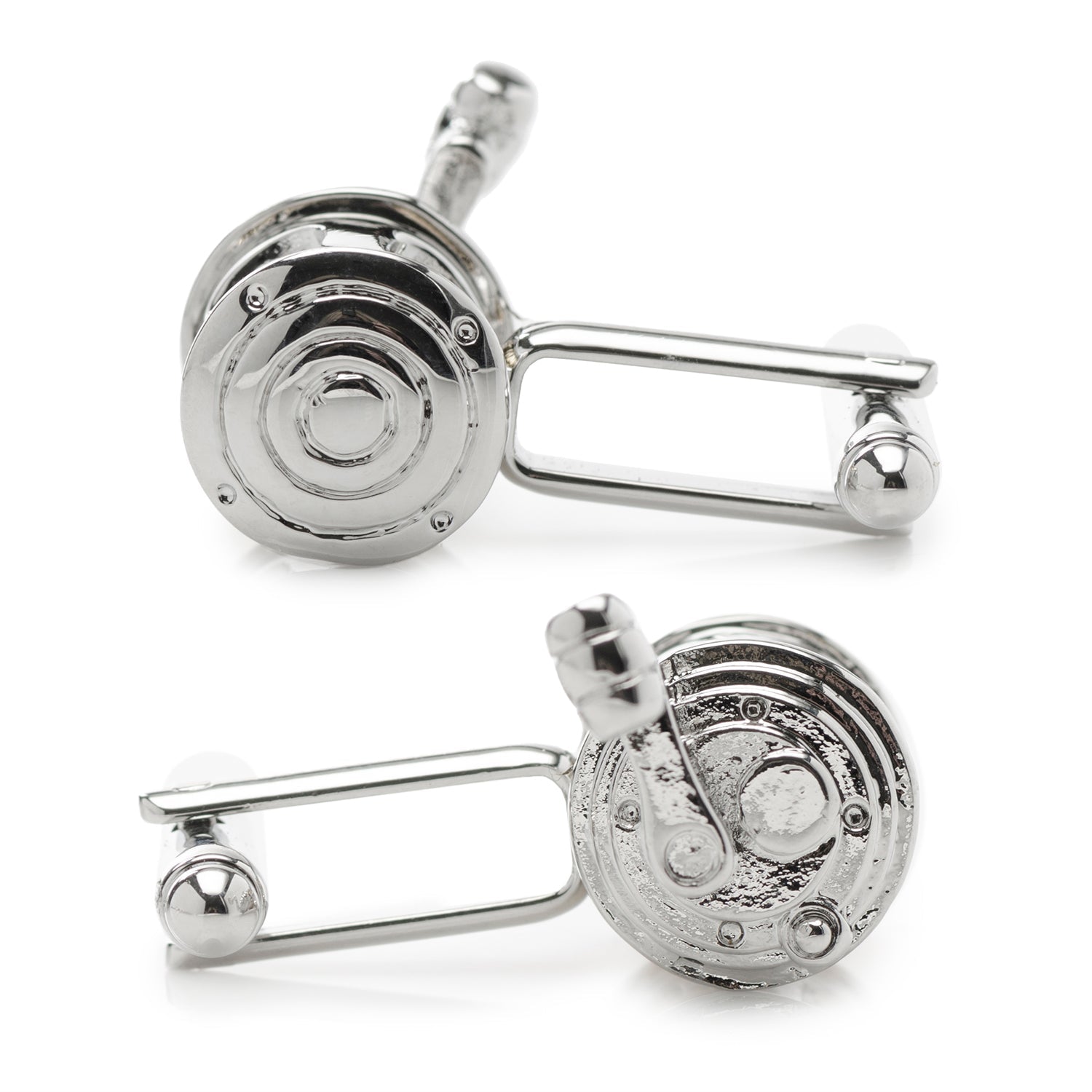 Two-Tone Fishing Reel Cufflinks for Anglers - Image 3