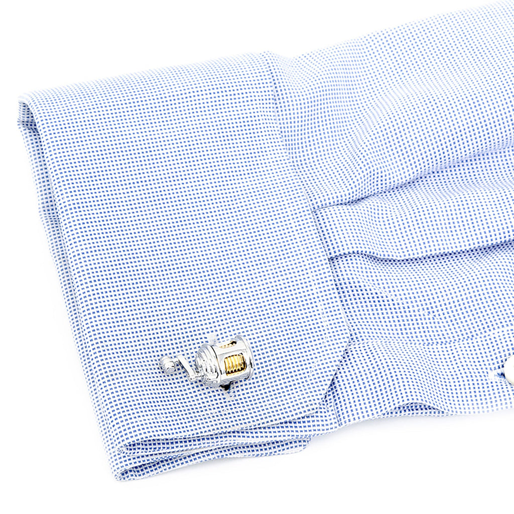 Two-Tone Fishing Reel Cufflinks for Anglers - Image 4