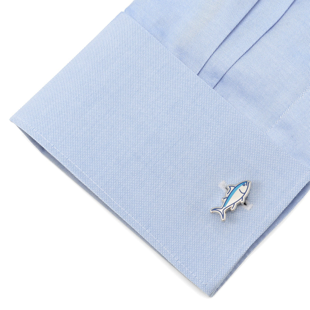 Blue Fish Good Catch Novelty Cufflinks for Fishermen - Image 3