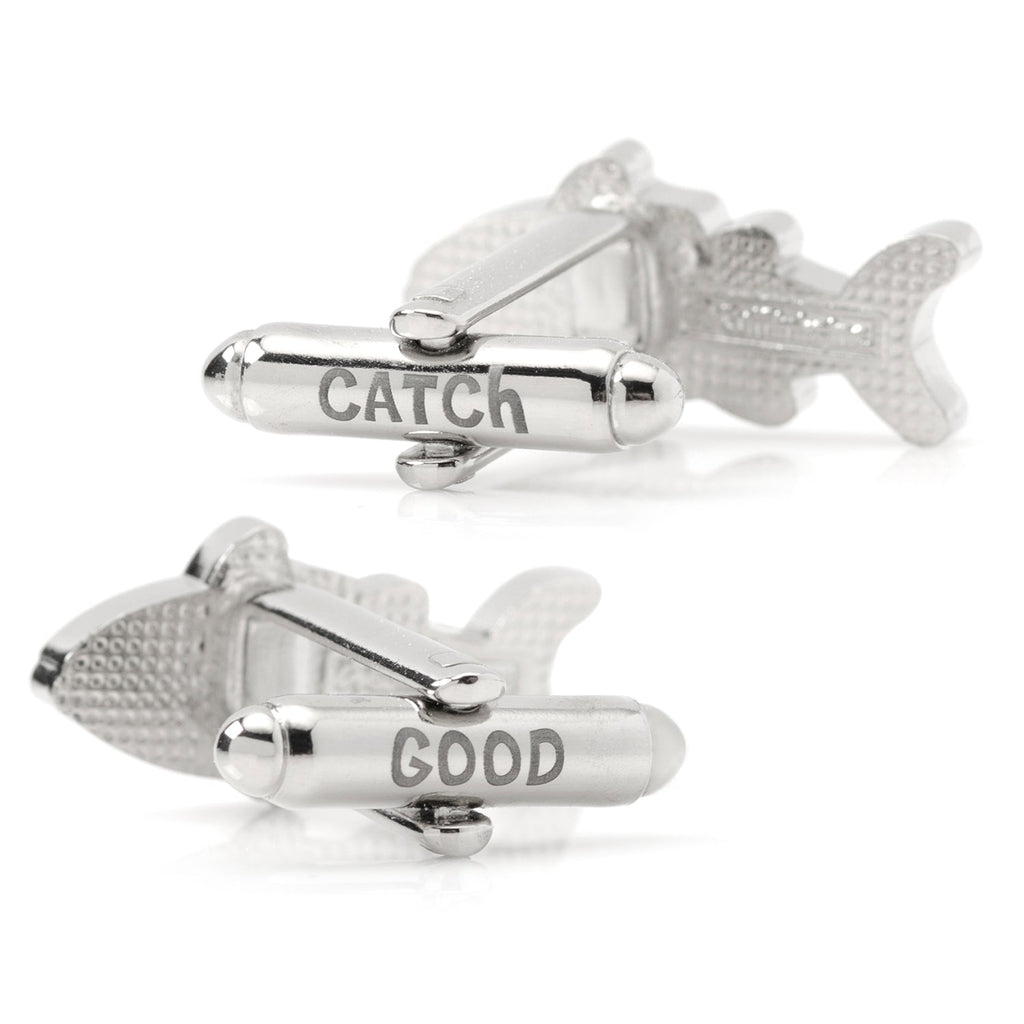 Blue Fish Good Catch Novelty Cufflinks for Fishermen - Image 4