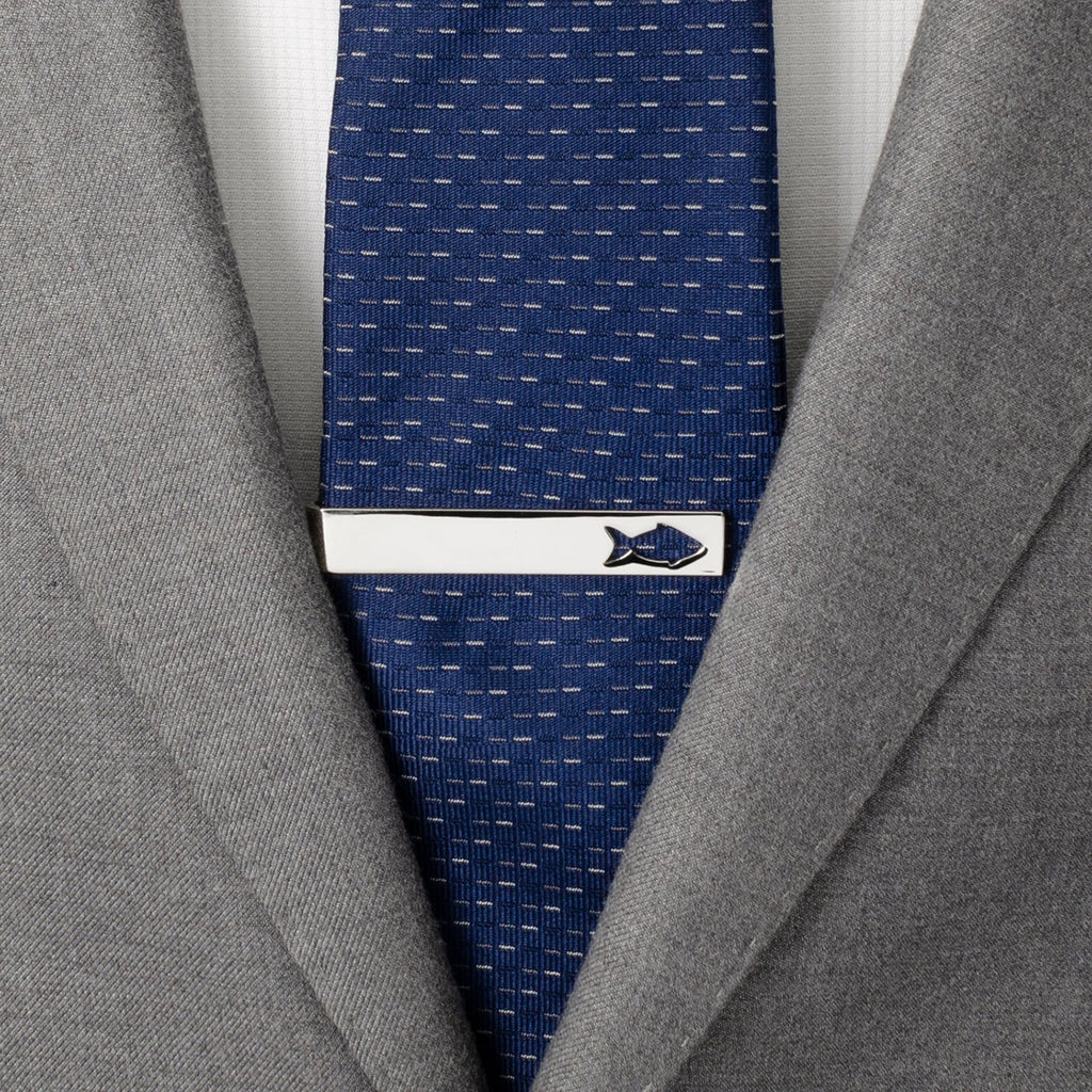 Silver Fishing Cut-Out Tie Bar with Hidden Message - Image 2