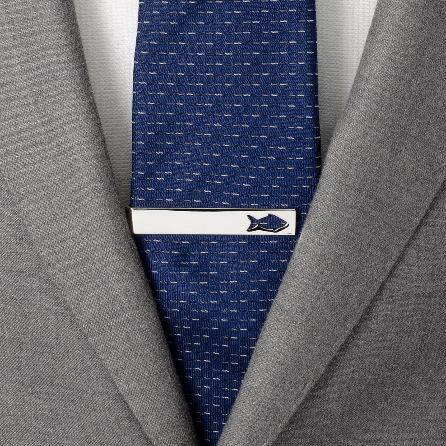 Silver Fishing Cut-Out Tie Bar with Hidden Message - Image 2