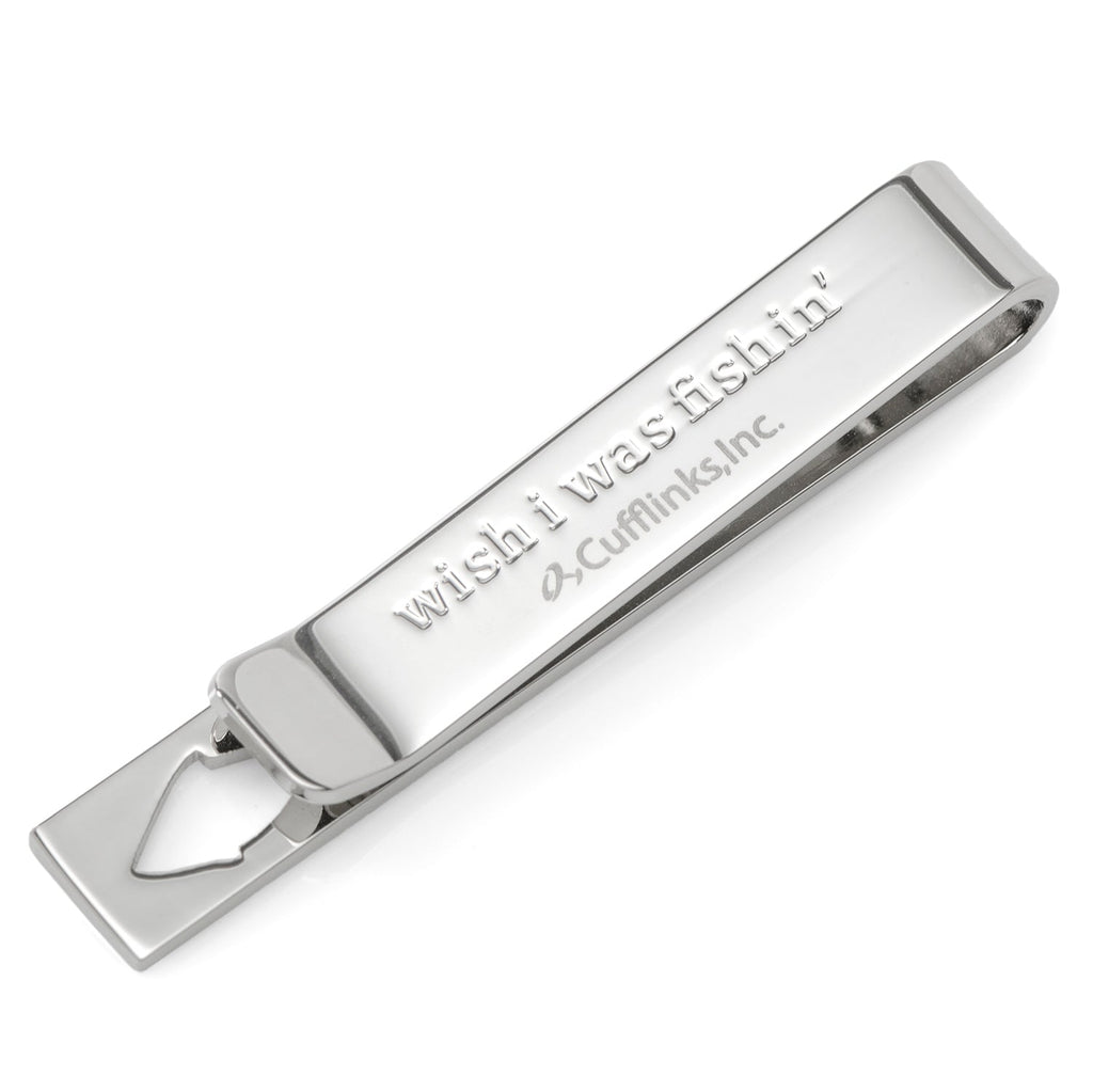 Silver Fishing Cut-Out Tie Bar with Hidden Message - Image 3