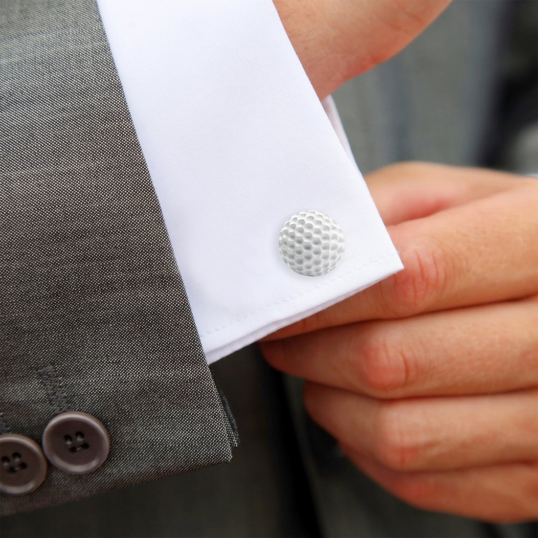 Enamel Golf Ball Cufflinks for Men White Golf Accessory - Image 2