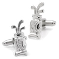 Silver plated golf bag shaped cufflinks with secure backing