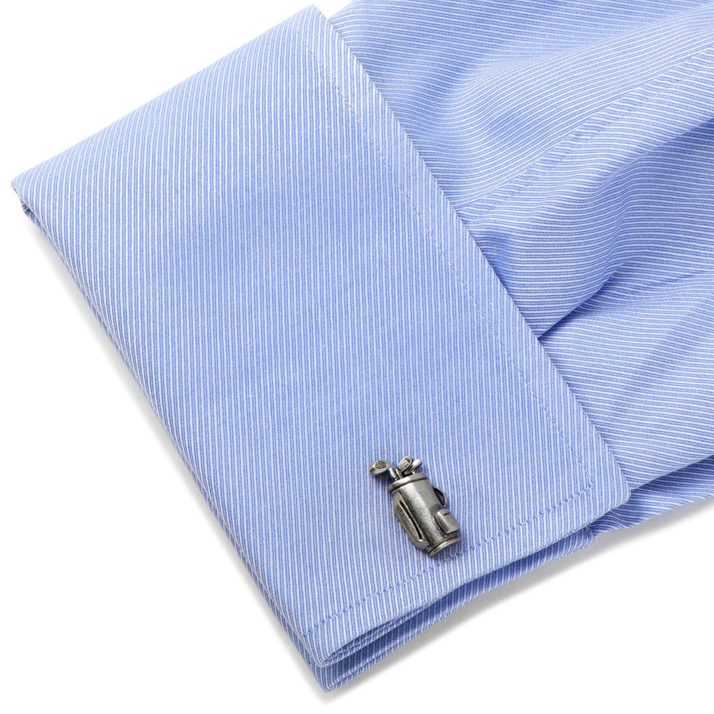 Golf Bag Cufflinks - Silver Tone Sport Accessories - Image 3