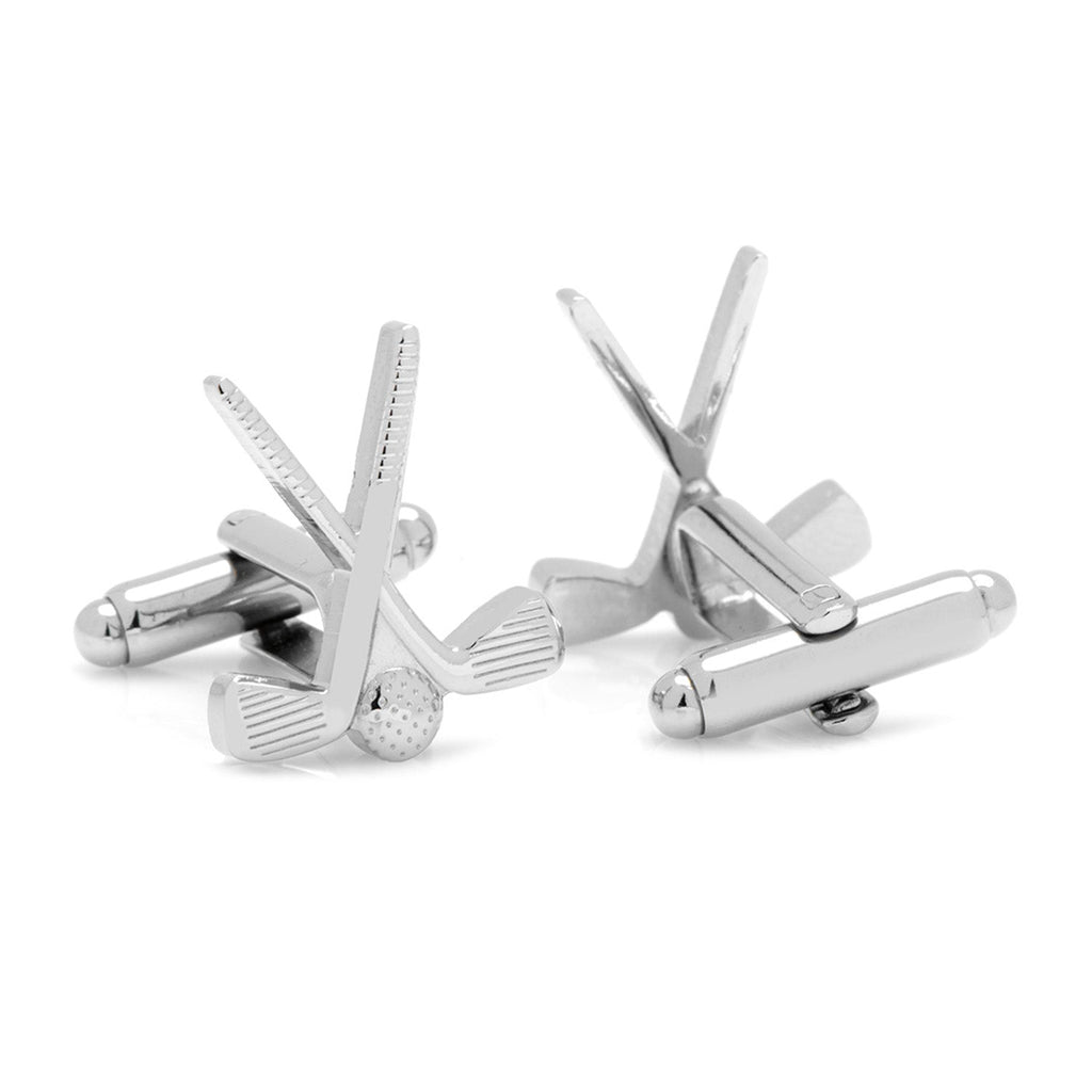 Silver-Tone Golf Clubs Cufflinks for Golf Lovers - Image 2