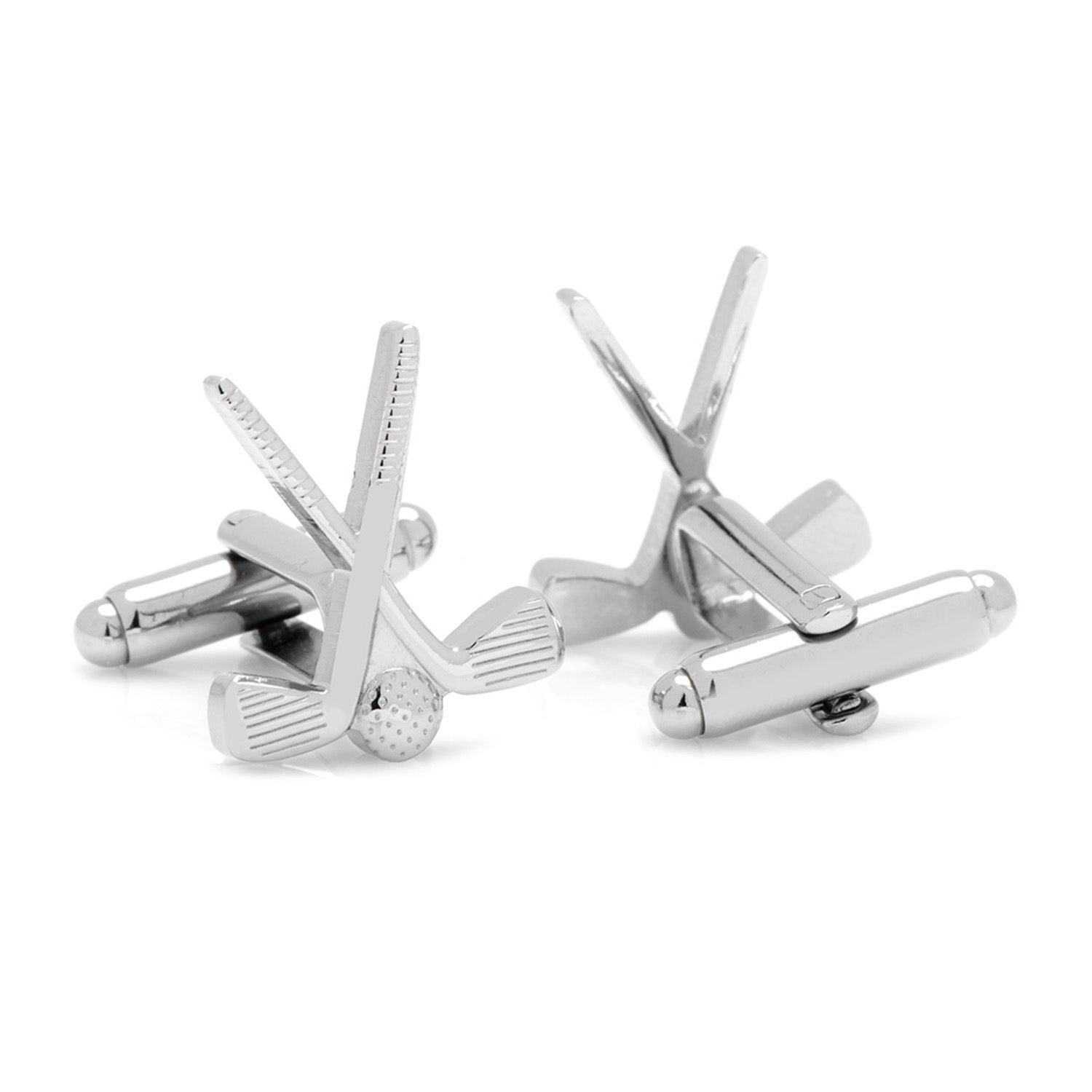 Silver-Tone Golf Clubs Cufflinks for Golf Lovers - Image 2