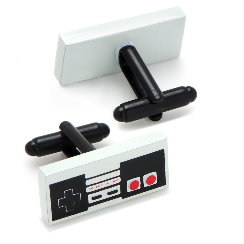 Vintage Game Controller Cufflinks in Black White and Red - Image 2