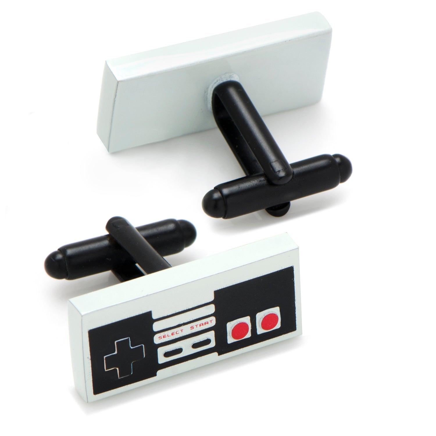 Vintage Game Controller Cufflinks in Black White and Red - Image 2