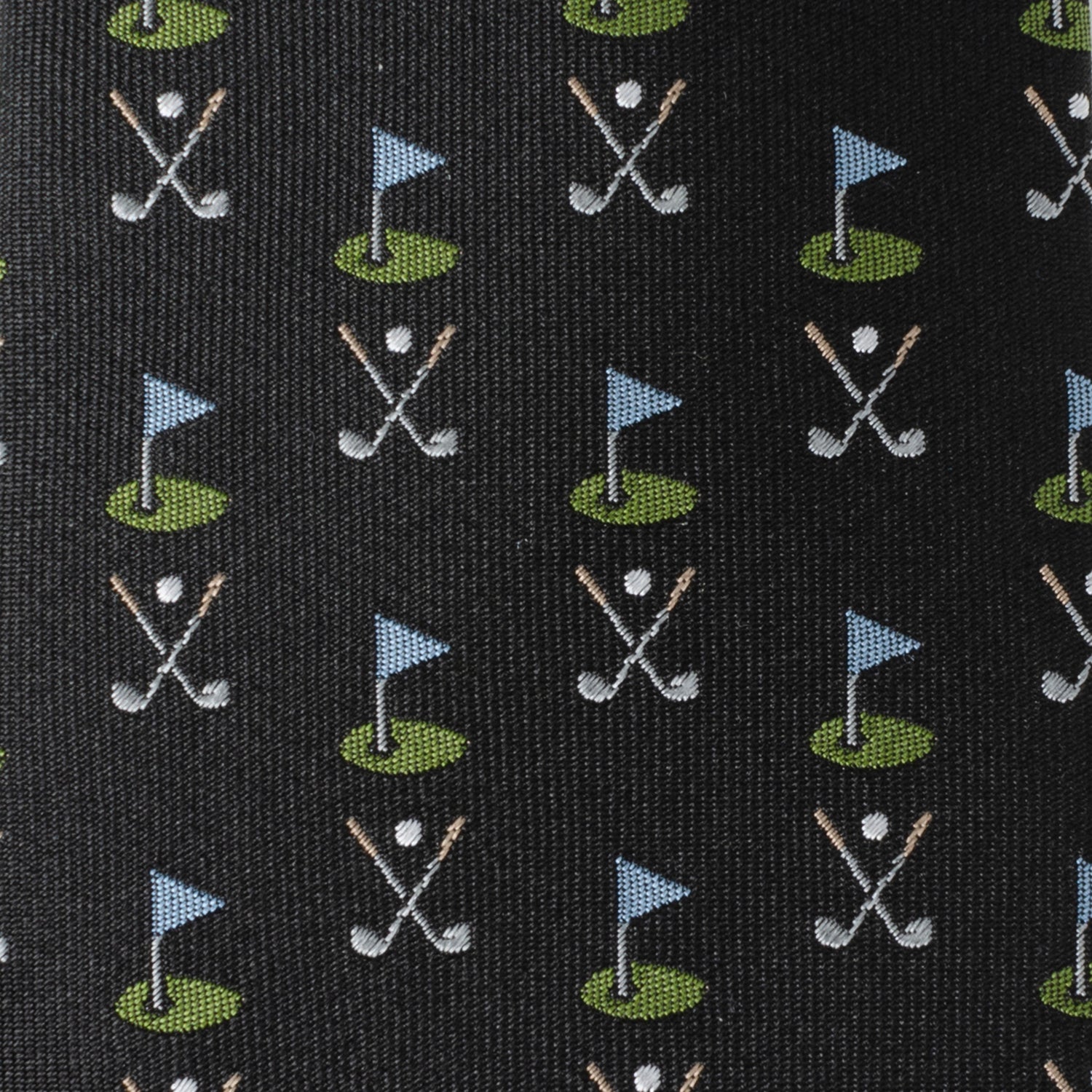 Men's Black Silk Golf Course Print Necktie for Golf Fans - Image 4