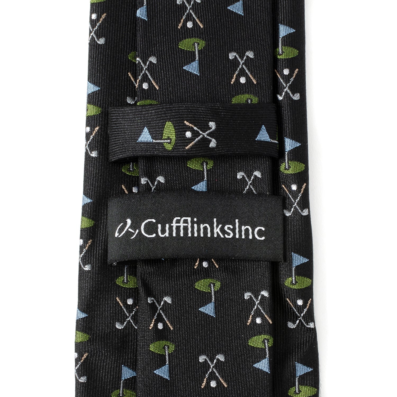 Men's Black Silk Golf Course Print Necktie for Golf Fans - Image 5