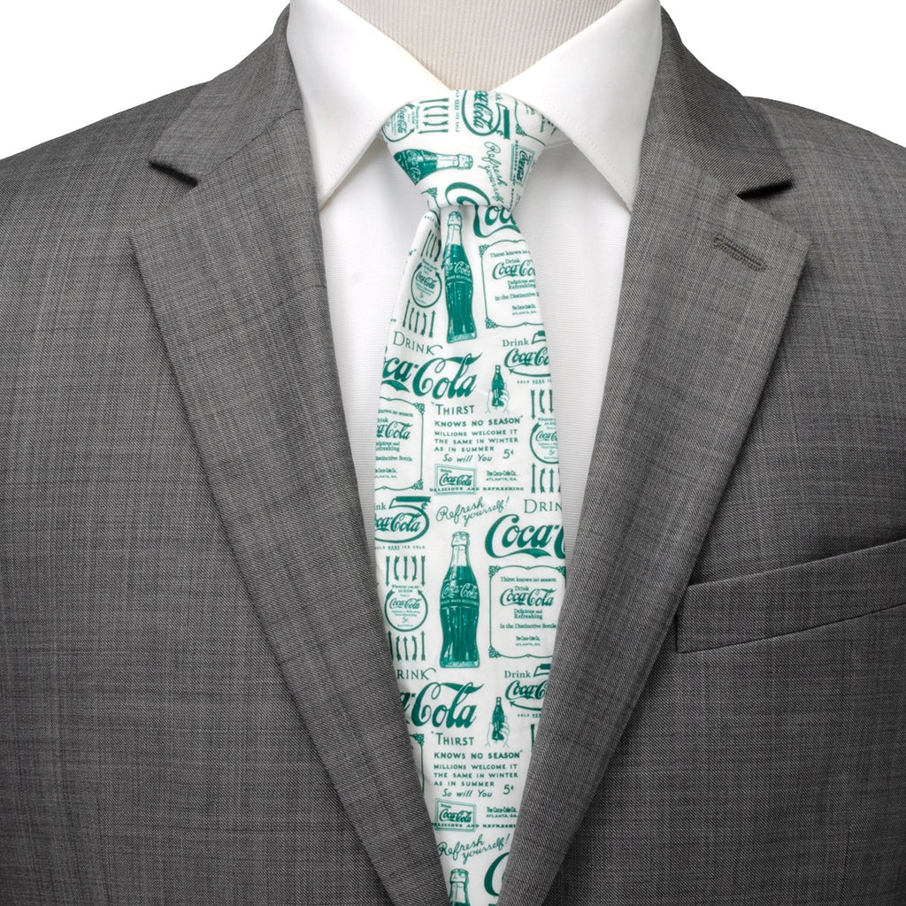 Vintage Coca-Cola Green Bottle Graphic Print Men's Necktie - Image 2