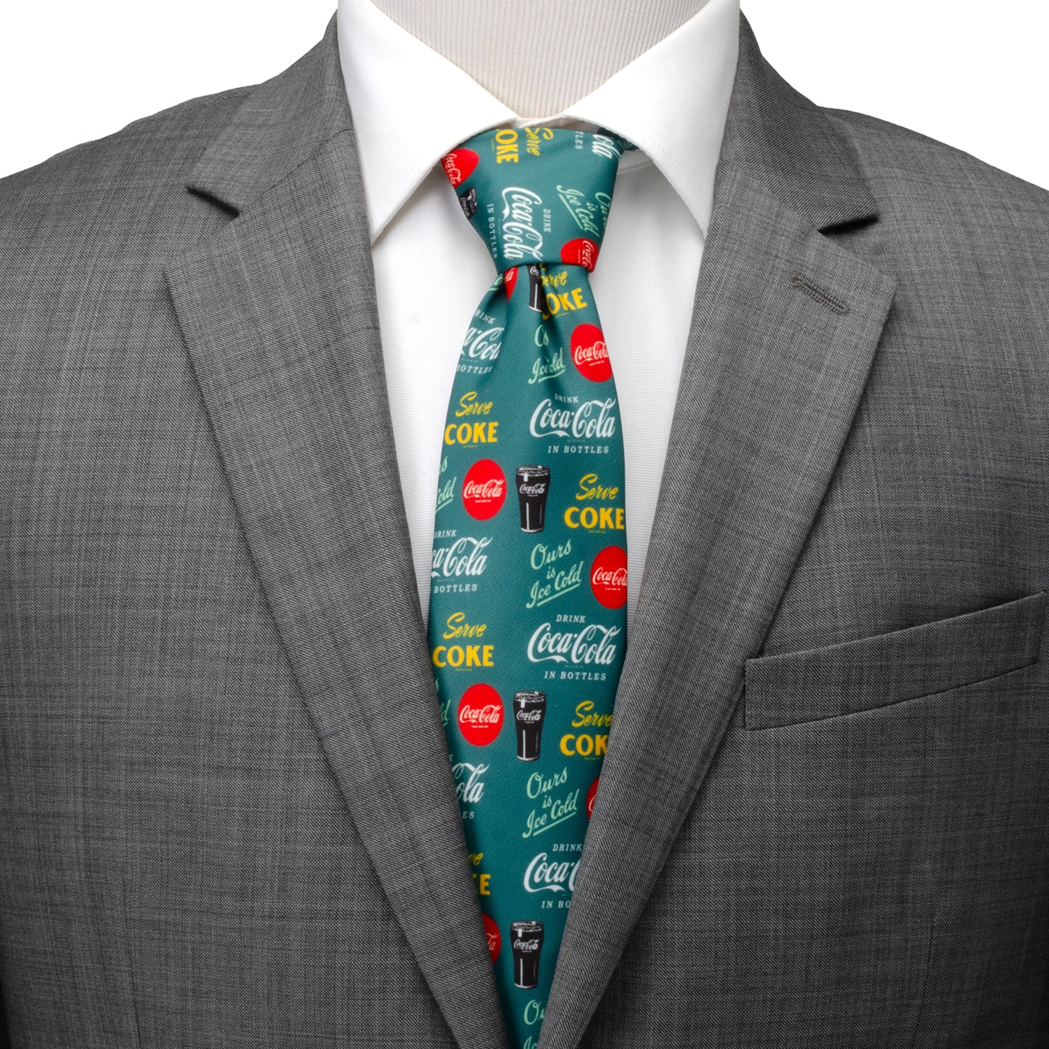 Coca-Cola Logo Print Men's Tie in Green - Image 2
