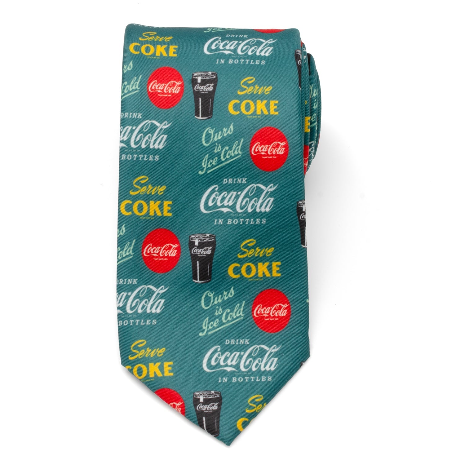 Coca-Cola Logo Print Men's Tie in Green - Image 3