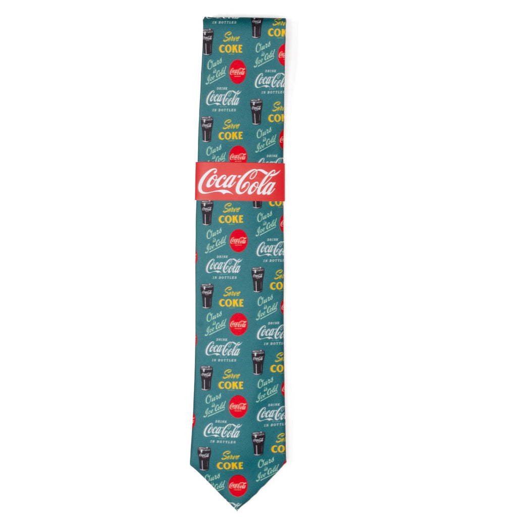 Coca-Cola Logo Print Men's Tie in Green - Image 6