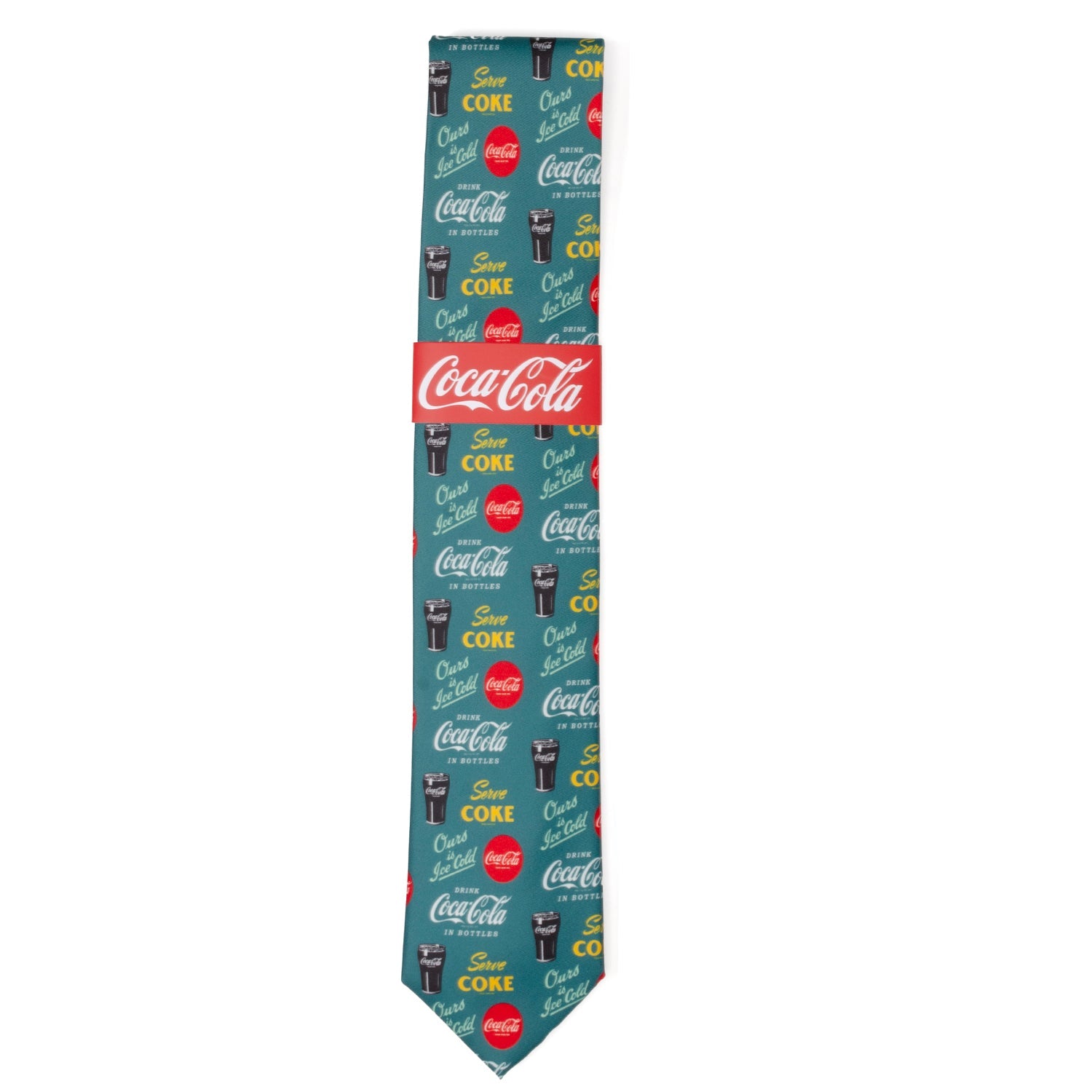 Coca-Cola Logo Print Men's Tie in Green - Image 6