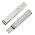 Silver-tone Coca-Cola tie bar with Pause and Refresh hidden message