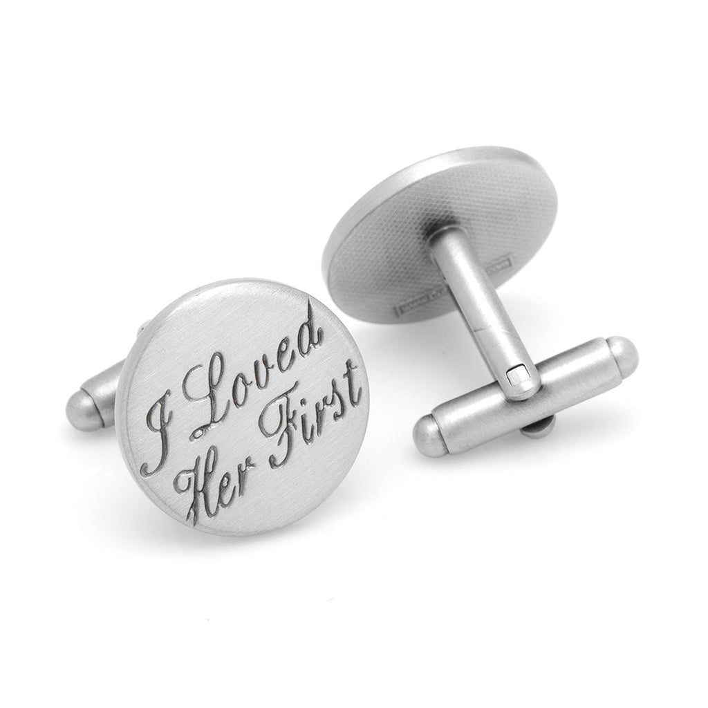 I Loved Her First Engraved Antique Silver Plated Cufflinks - Image 2