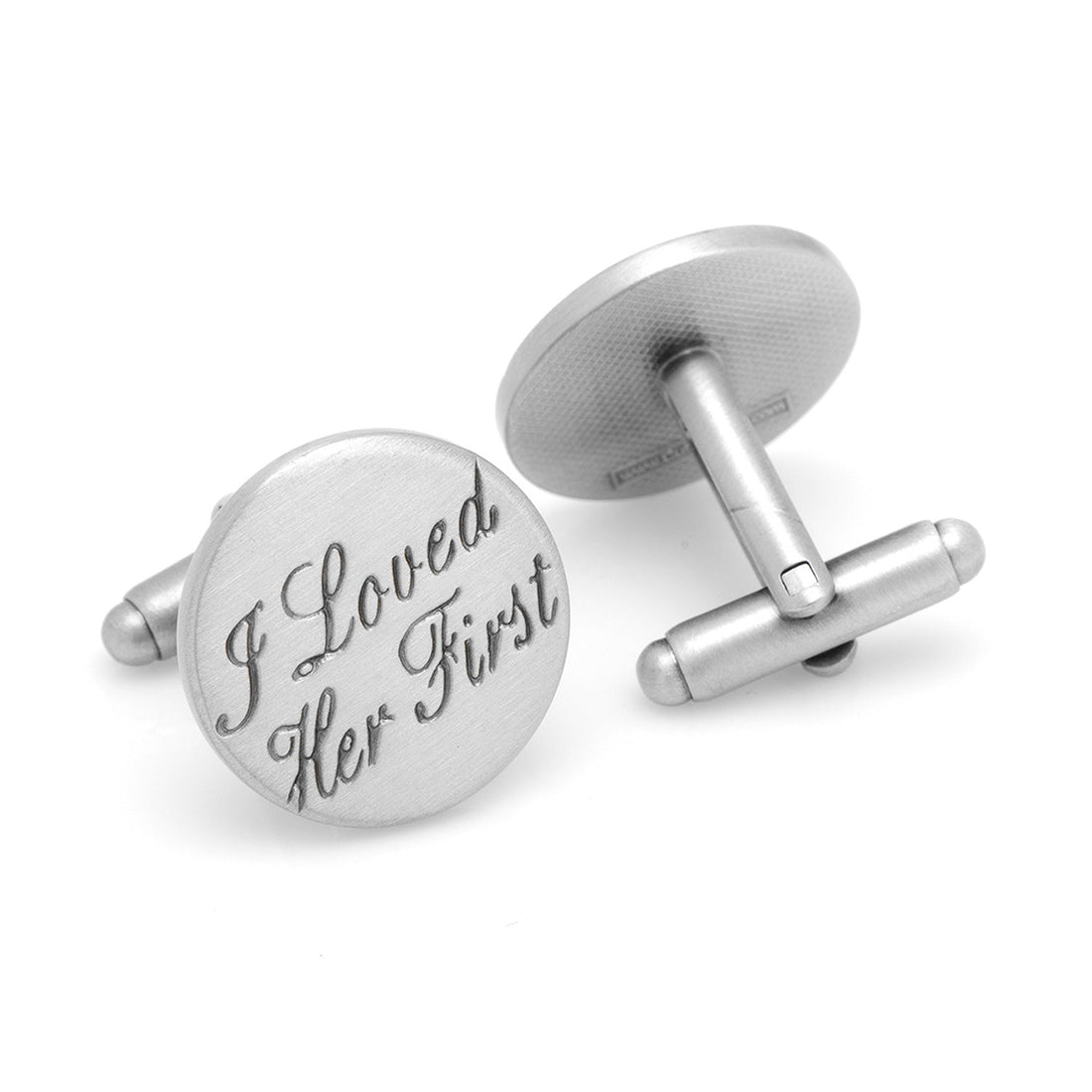 I Loved Her First Engraved Antique Silver Plated Cufflinks - Image 2