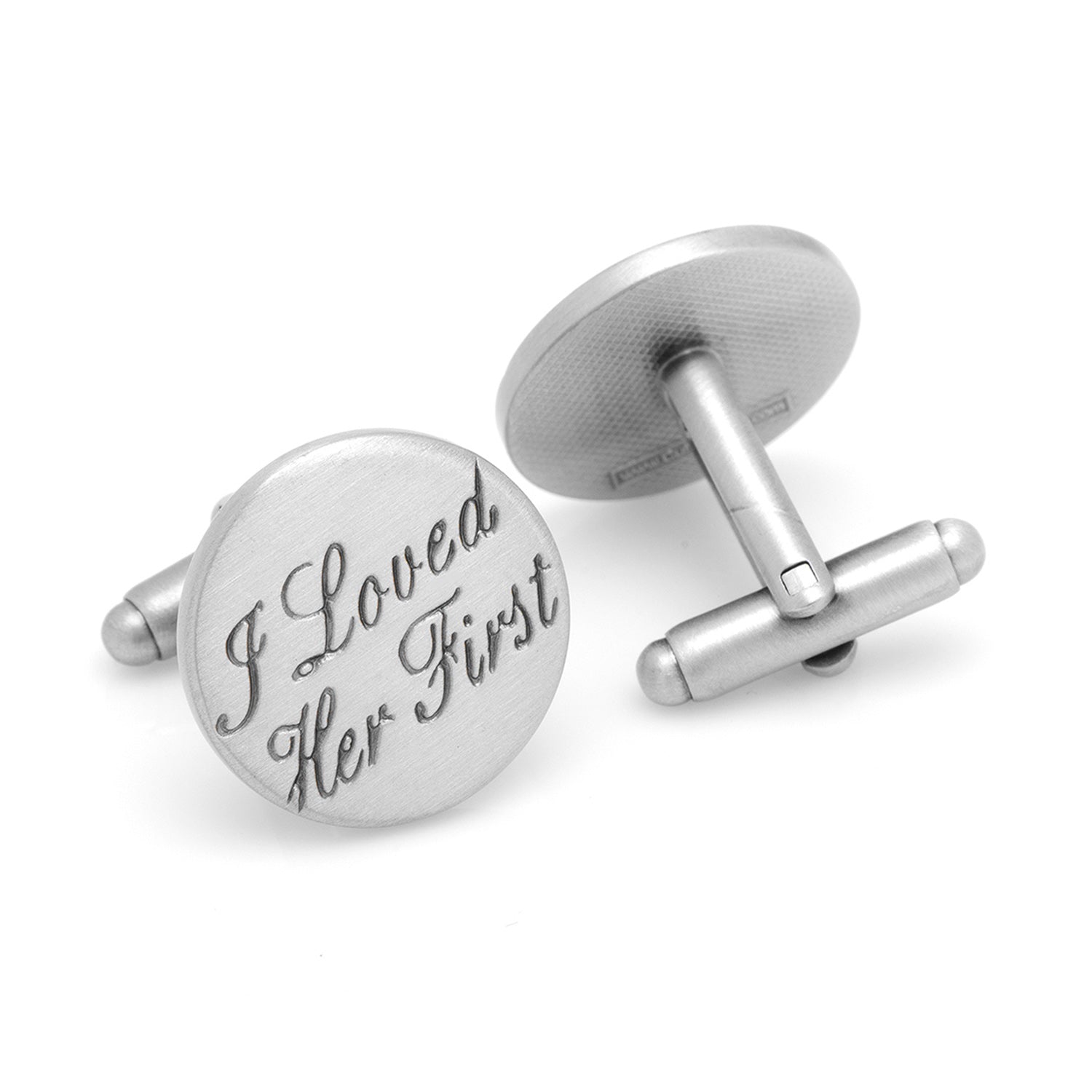 I Loved Her First Engraved Antique Silver Plated Cufflinks - Image 2