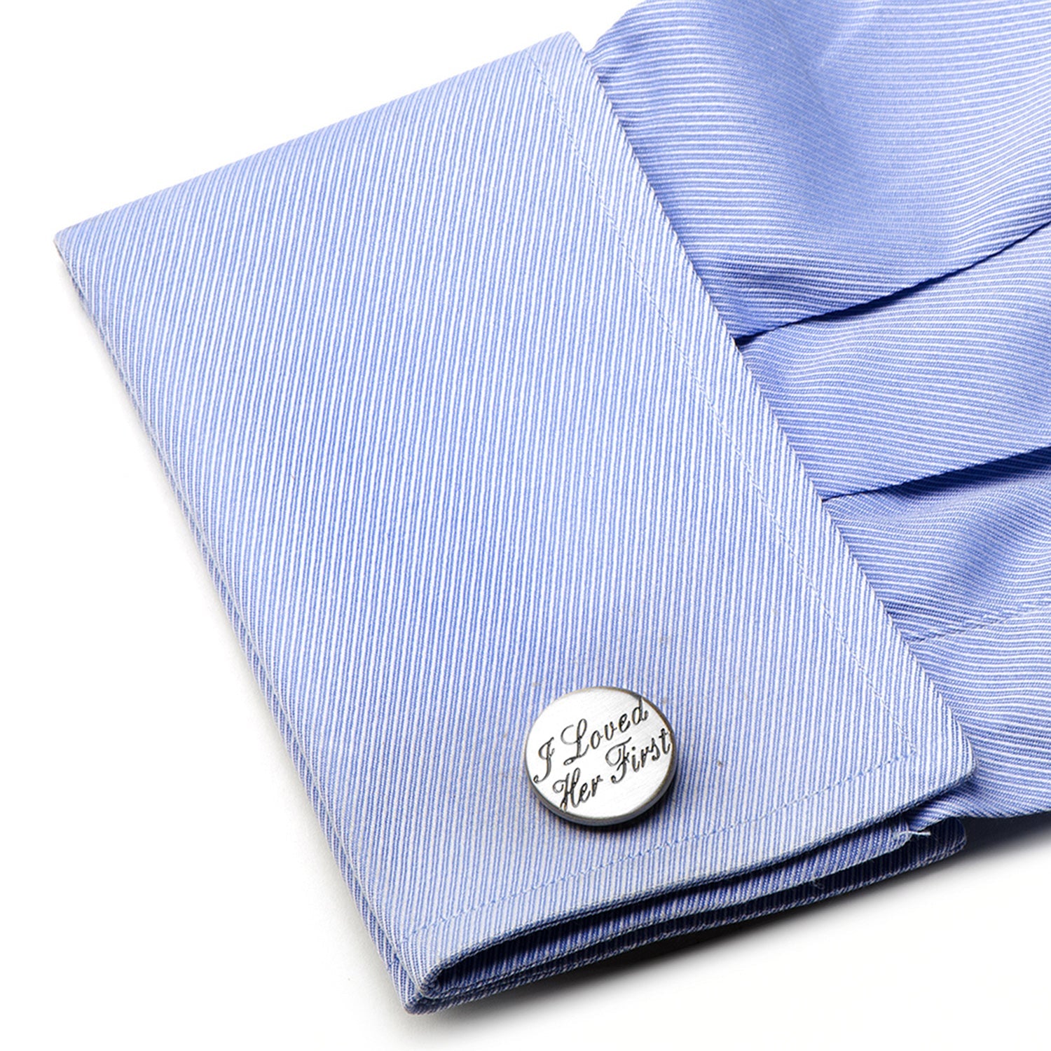 I Loved Her First Engraved Antique Silver Plated Cufflinks - Image 3