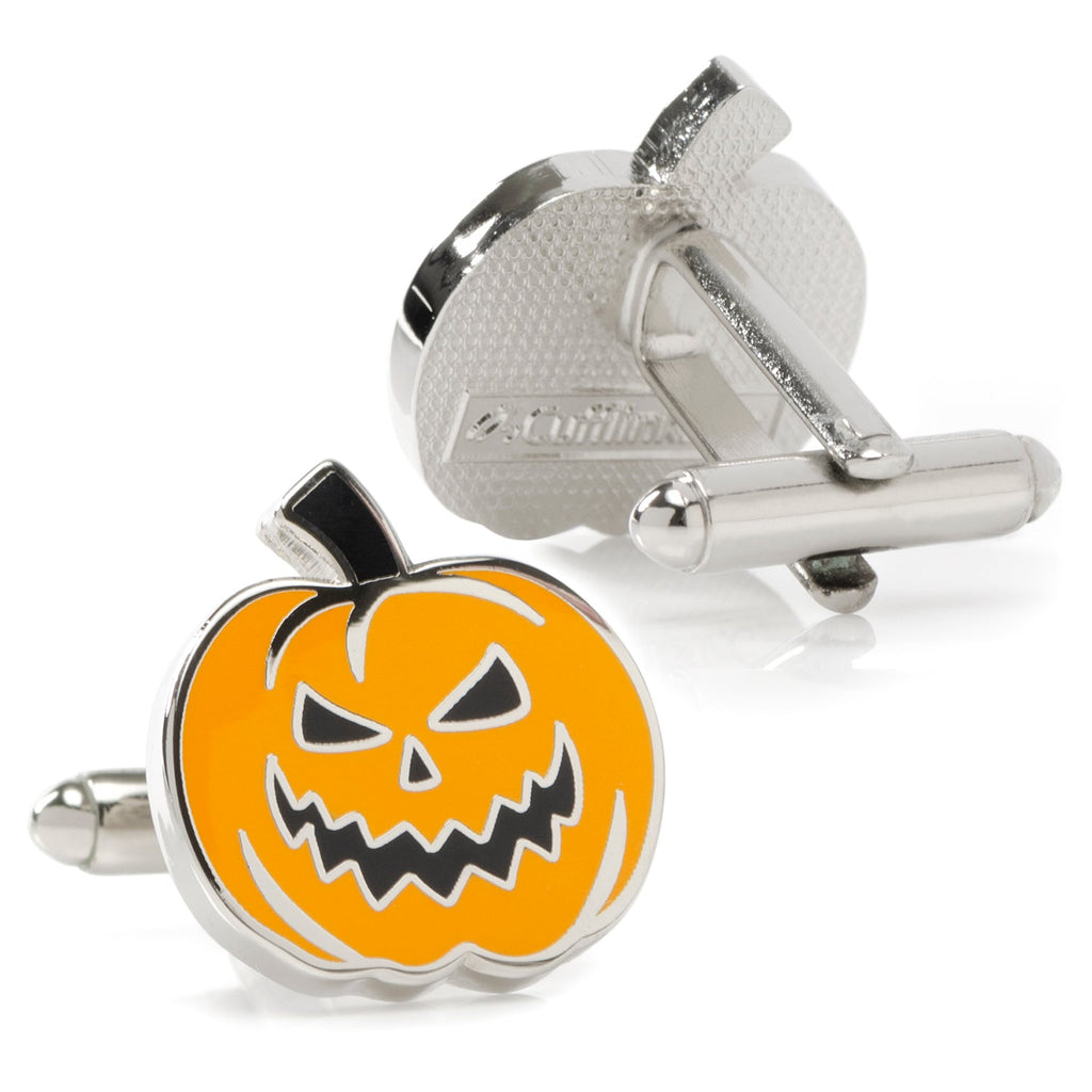 Jack-O-Lantern Pumpkin Halloween Cufflinks in Orange and Black - Image 2