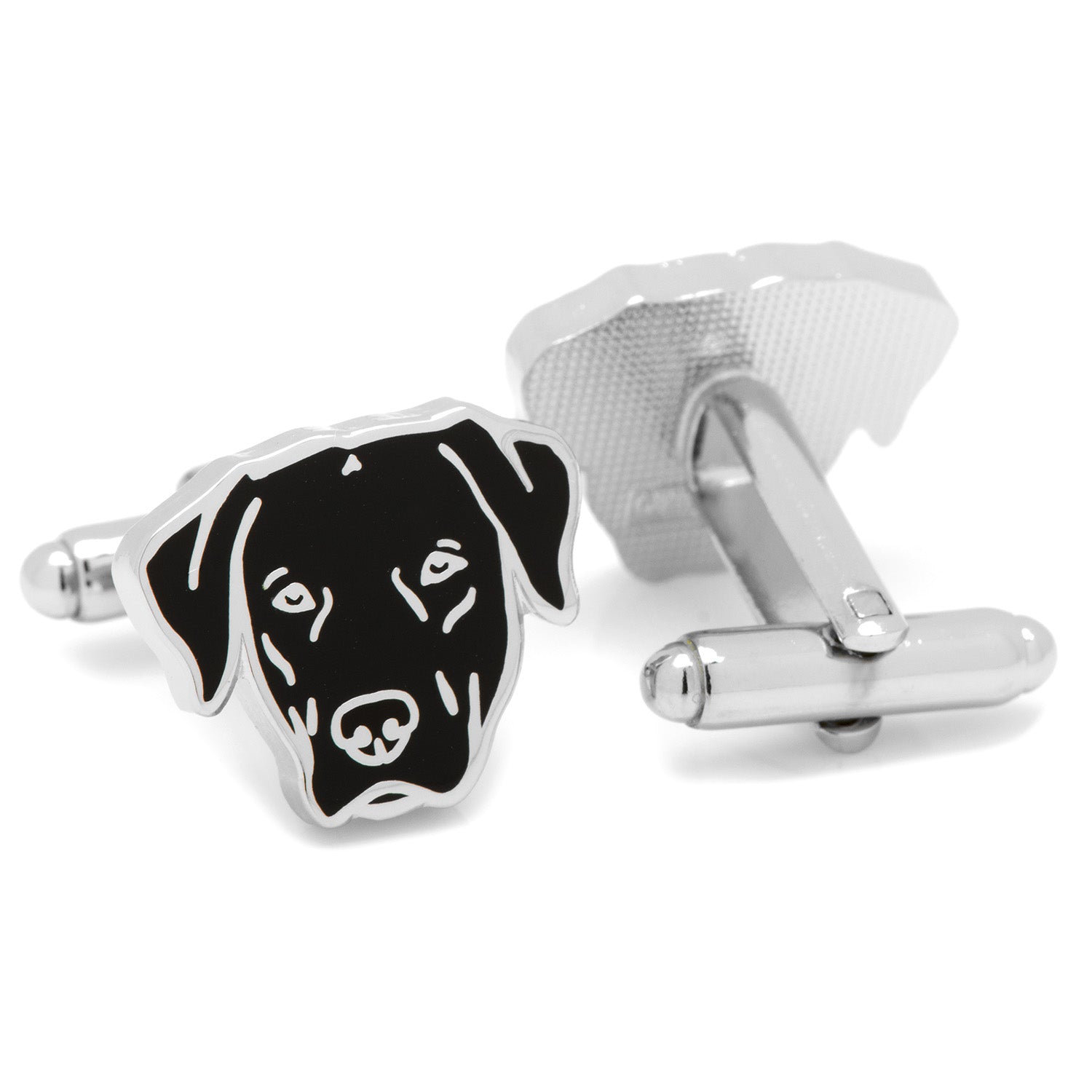 Black Labrador Retriever Dog Breed Cufflinks in Silver Tone - Image 2