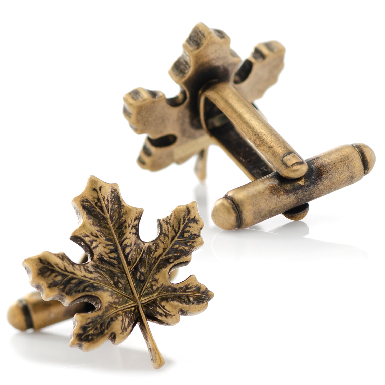 Bronze Maple Leaf 3D Cufflinks for Fall and Canadian Pride - Image 2