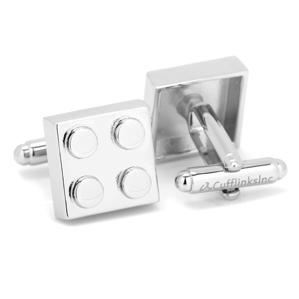 Silver Building Block Cufflinks for Playful Office Style - Image 2