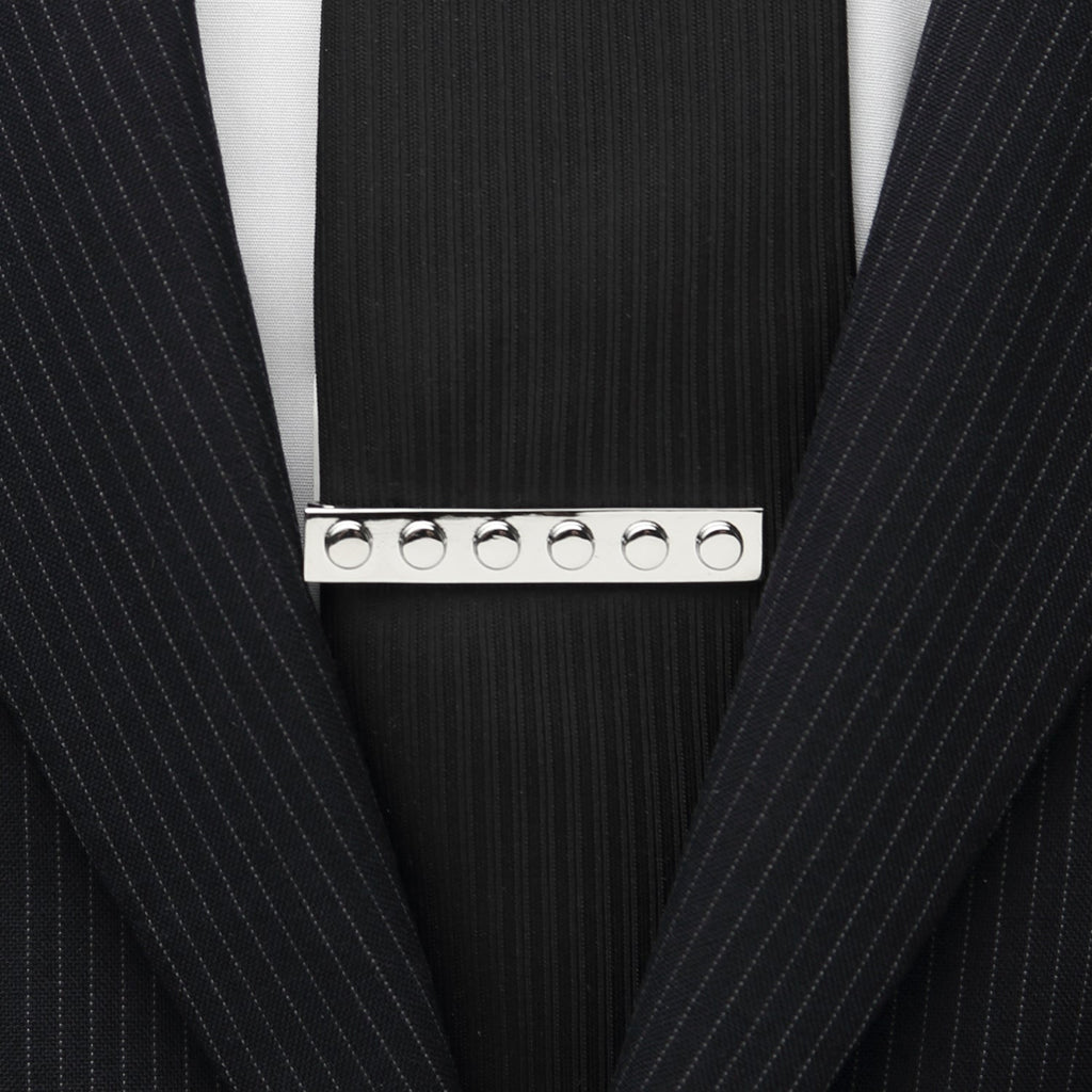 Silver Building Block Tie Bar for Men Playful Formal Accessory - Image 2